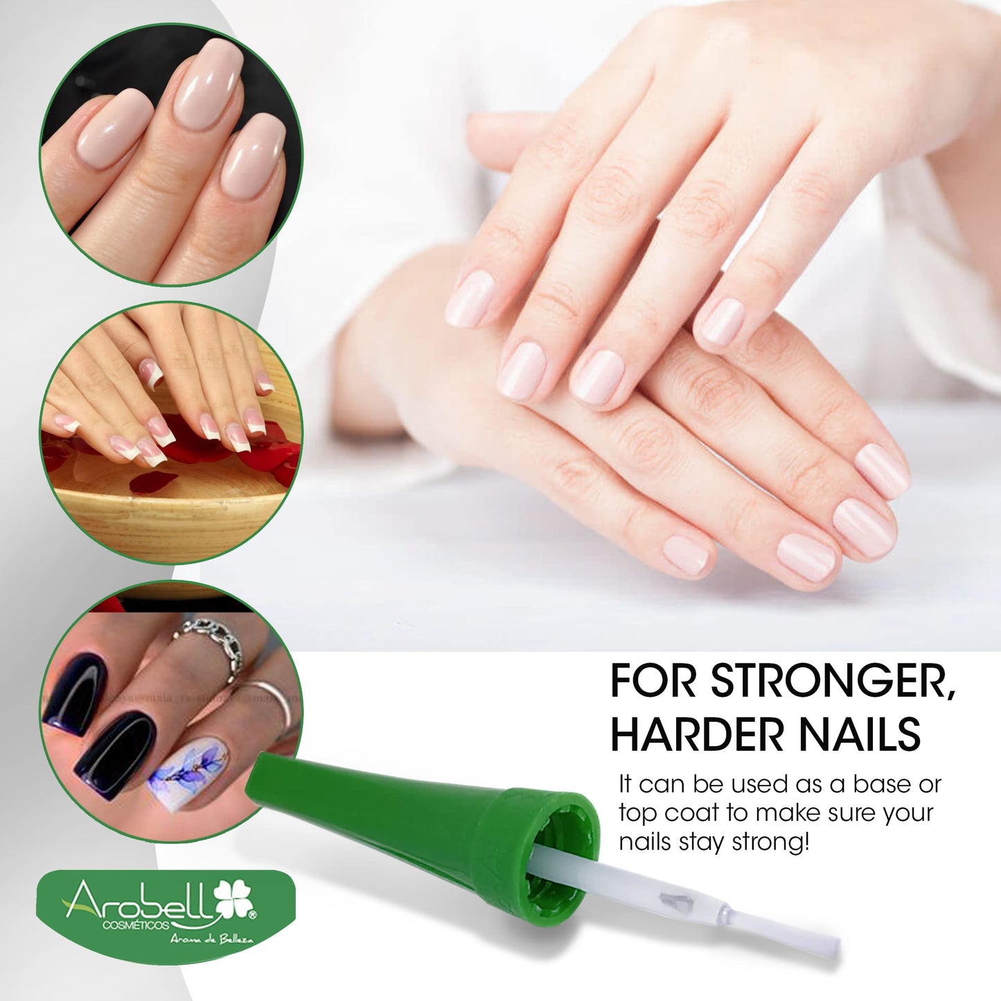 Arobell Nail Strengthener Iron Nails Nail Hardener for Damaged & Brittle Nails Clear Nail Polish for Growth & Protection