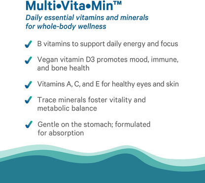 PURE SYNERGY Multi·Vita·Min | Vegan Multivitamin Made with Organic Whole Foods | Twice Daily Supplement for Men and Women | Core Nutrients for Energy, Mood, Immune, and Bone Health (60 Tablets)
