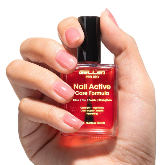 Gellen Active Glow Nail Polish One Step Ridge Filler Nail Strengthener with Hexanal & Pro-VE B5, Pomegranate Seed Oil for Healthier Glossier Nails