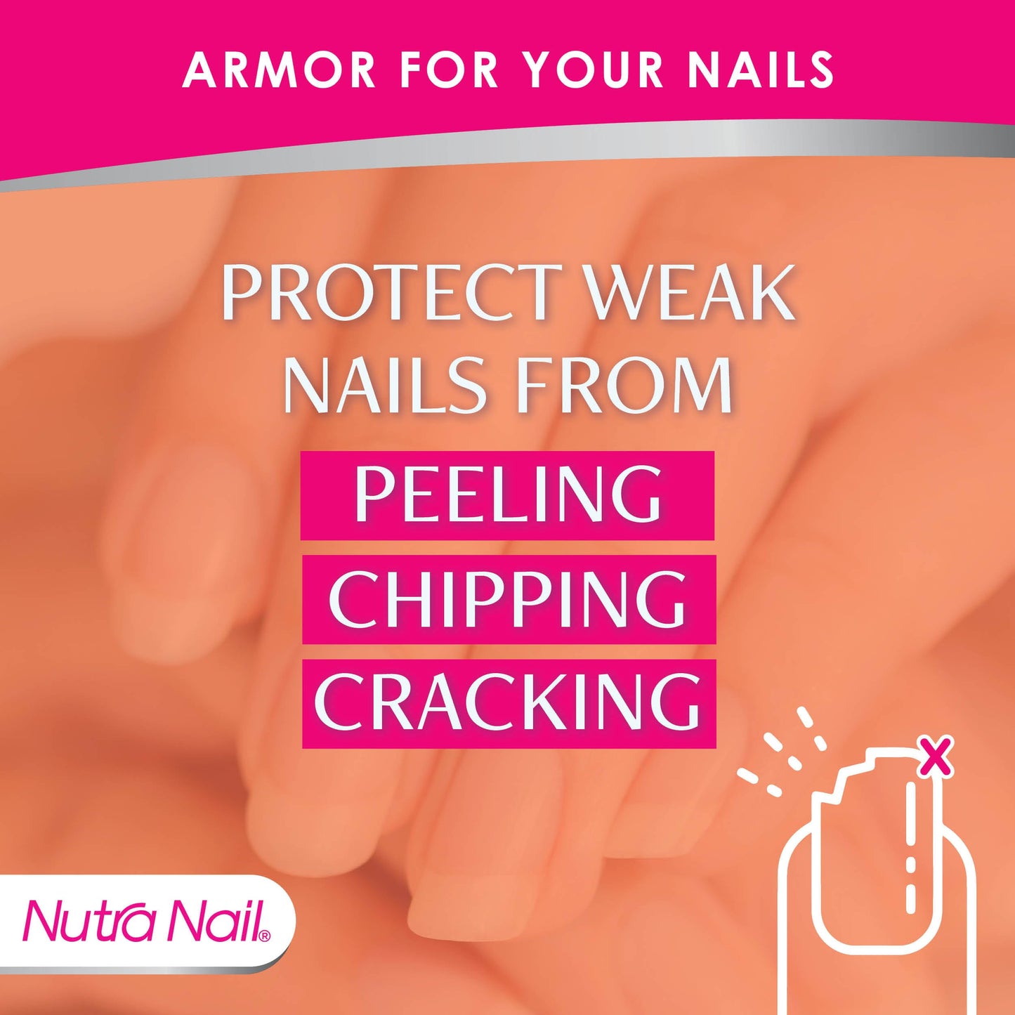 Nutra Nail Invisible Flex Hardener – Instant Protective & Restorative Clear Gel Top Coat Shield for Brittle, Damaged Nails - 0.5 Fl Oz