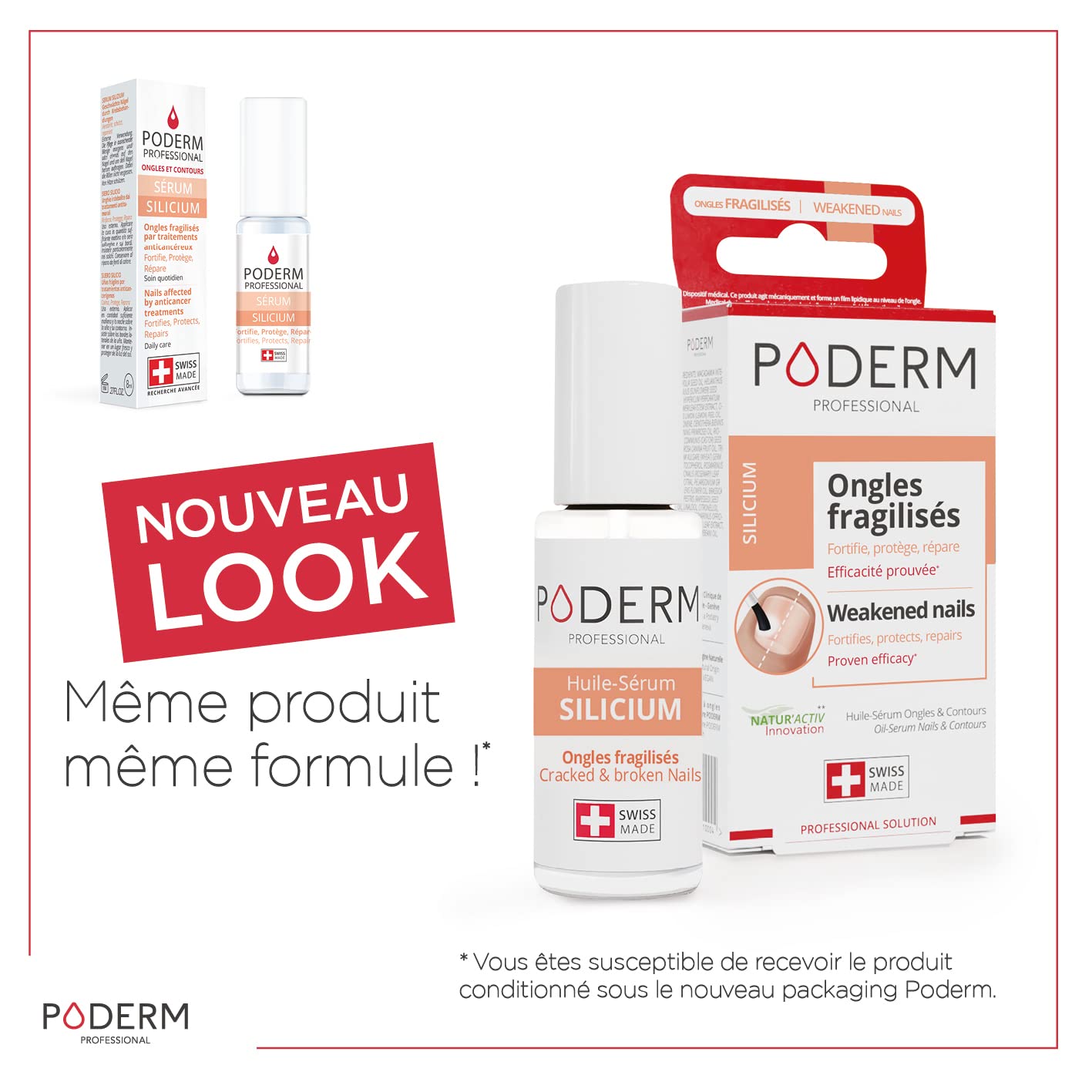PODERM – NAIL STRENGTHENER FOR DAMAGED NAILS – 100% Natural Ingredients – VEGAN - Professional Nail Care : Fortifies, Protects, and Repairs Weak Nails