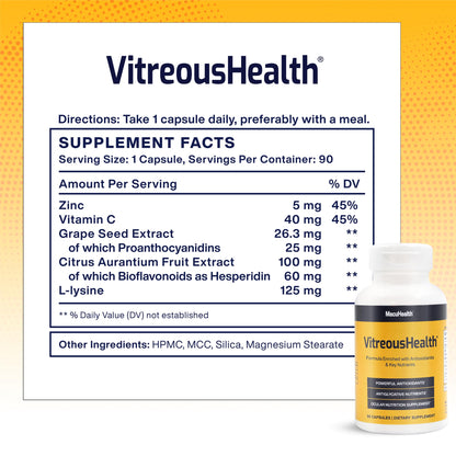 Macuhealth VitreousHealth Evidence-Based Eye Supplement - 90 Capsules MacuhealthBuy Supplements Australia