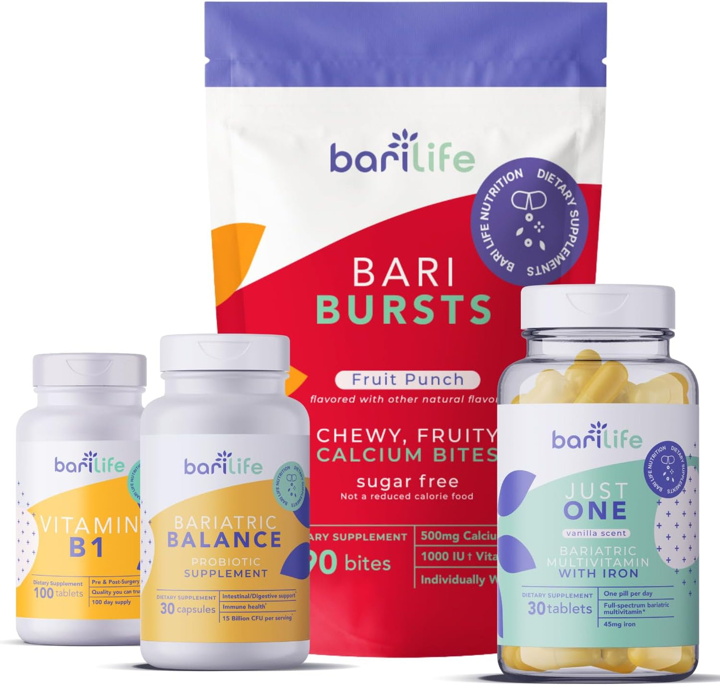 Bari Life Gastric Sleeve and Gastric Bypass Vitamin and Supplement Starter Kit (Fruit Punch)