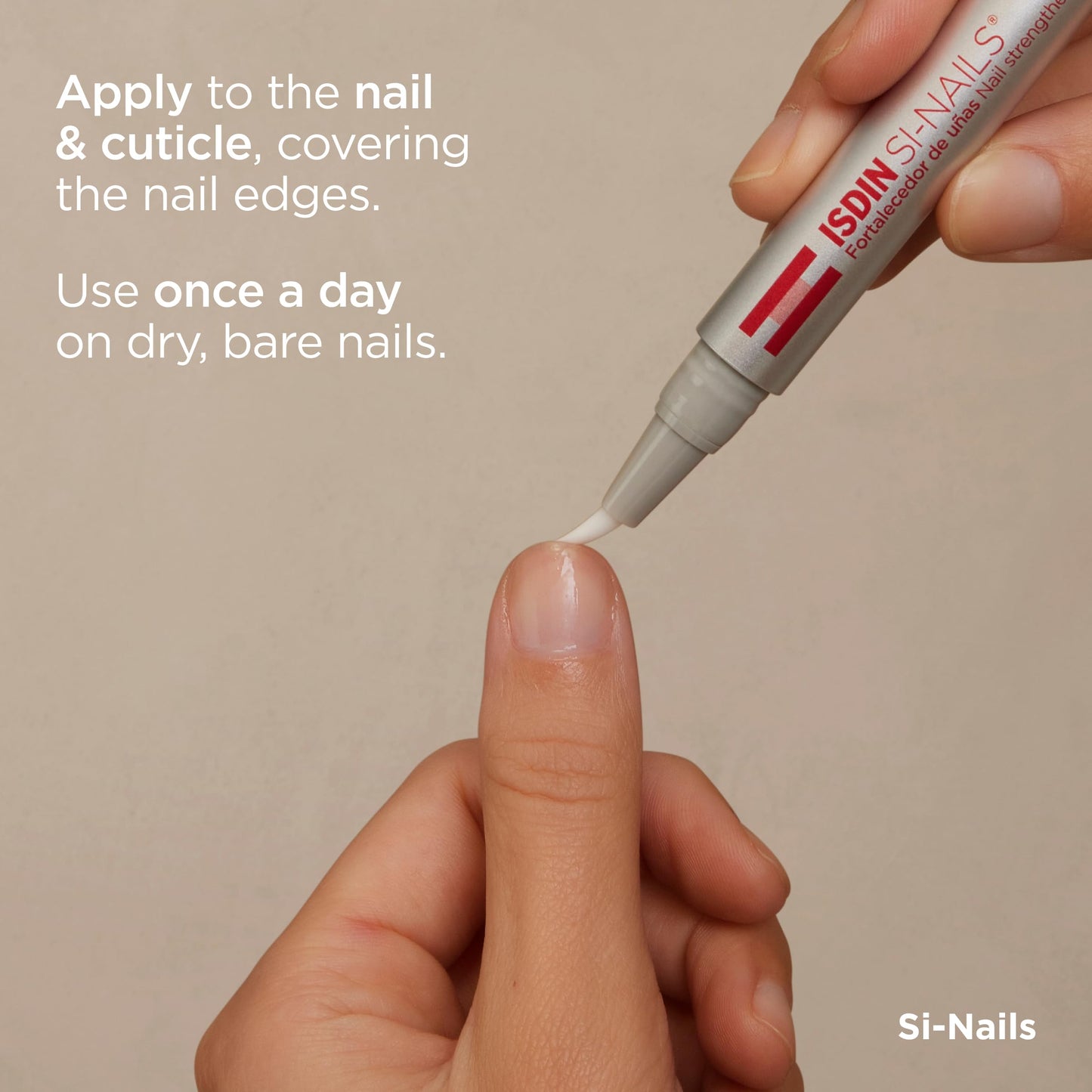 ISDIN Si-Nails - Fast Absorbing Nail Strengthening and Hardening Serum for Nail Durability in Thin Nails, made with Cationic Hyaluronic Acid 0.08 FL OZ