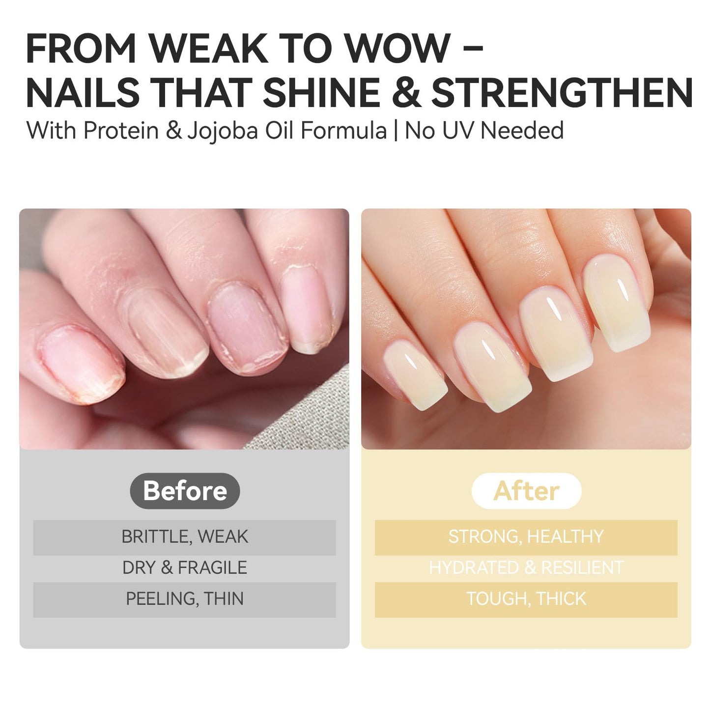 gelike ec Nail Hardener and Strengthener Polish: Milky Apricot Ridge Filler for Peeling Weak Nails Fast Dry Nail Growth Treatment Long Lasting