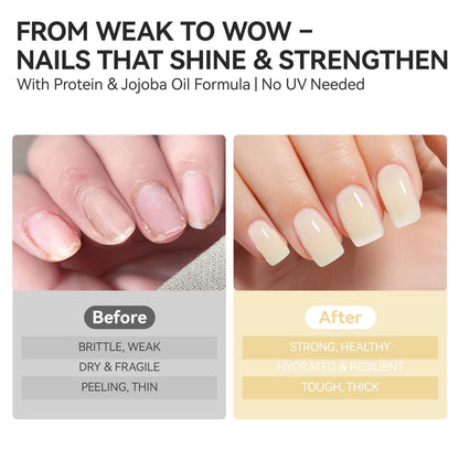 gelike ec Nail Hardener and Strengthener Polish: Milky Apricot Ridge Filler for Peeling Weak Nails Fast Dry Nail Growth Treatment Long Lasting