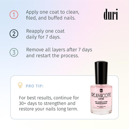 duri Rejuvacote 1 Nail Strengthener, Maximum Effect Formula, For brittle, weak, or post-damage nails (Pack of 3-0.45 fl. oz. each)