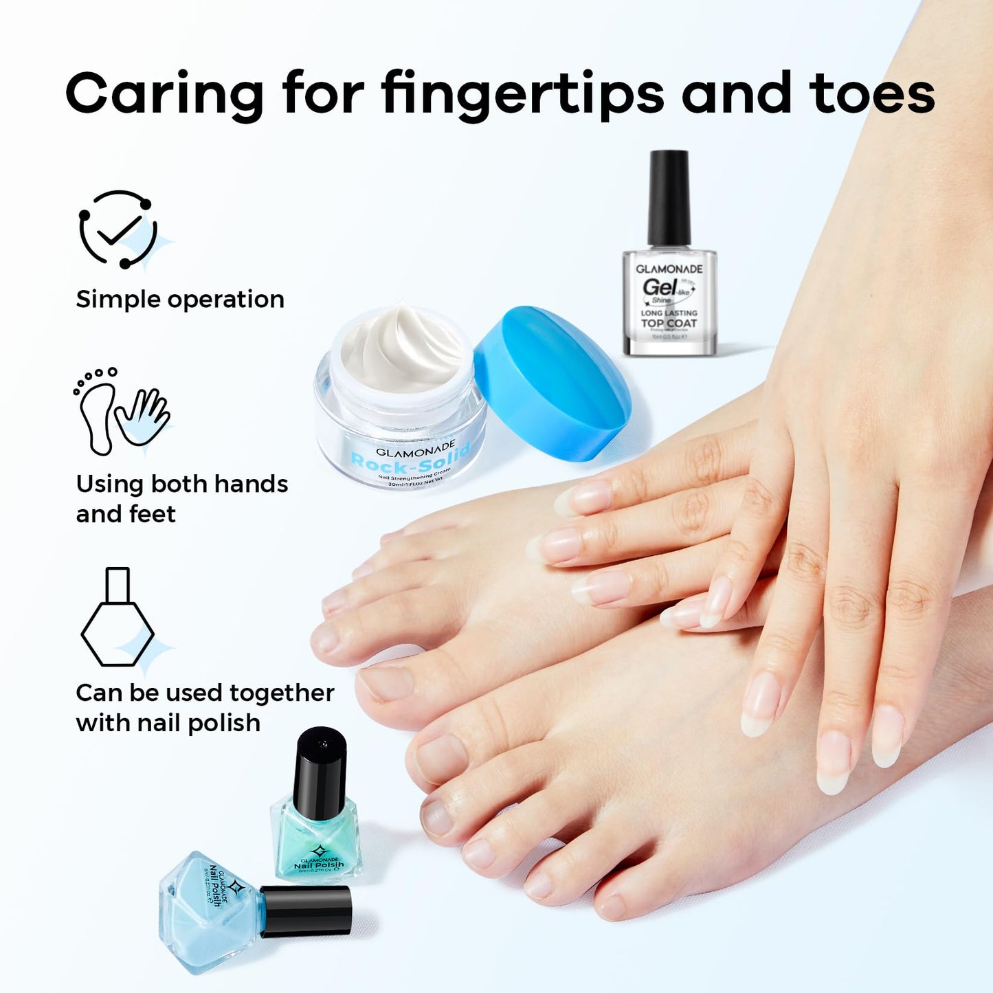 Glamonade Hard Nail Strengthening Cream: Nail strengthener and Cuticle Treatment To Repair Damaged Thin Nails and Dry Cracked Skin&Grow Nails,