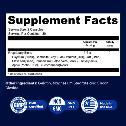 Synogut – Psyllium, Flaxseed & Aloe Vera – 60 Ct, 1 Month Supply | Psyllium, Flaxseed, Aloe Vera & L. Acidophilus | Non-GMO, GMP-Certified, Made in USA | Easy-to-swallow capsule