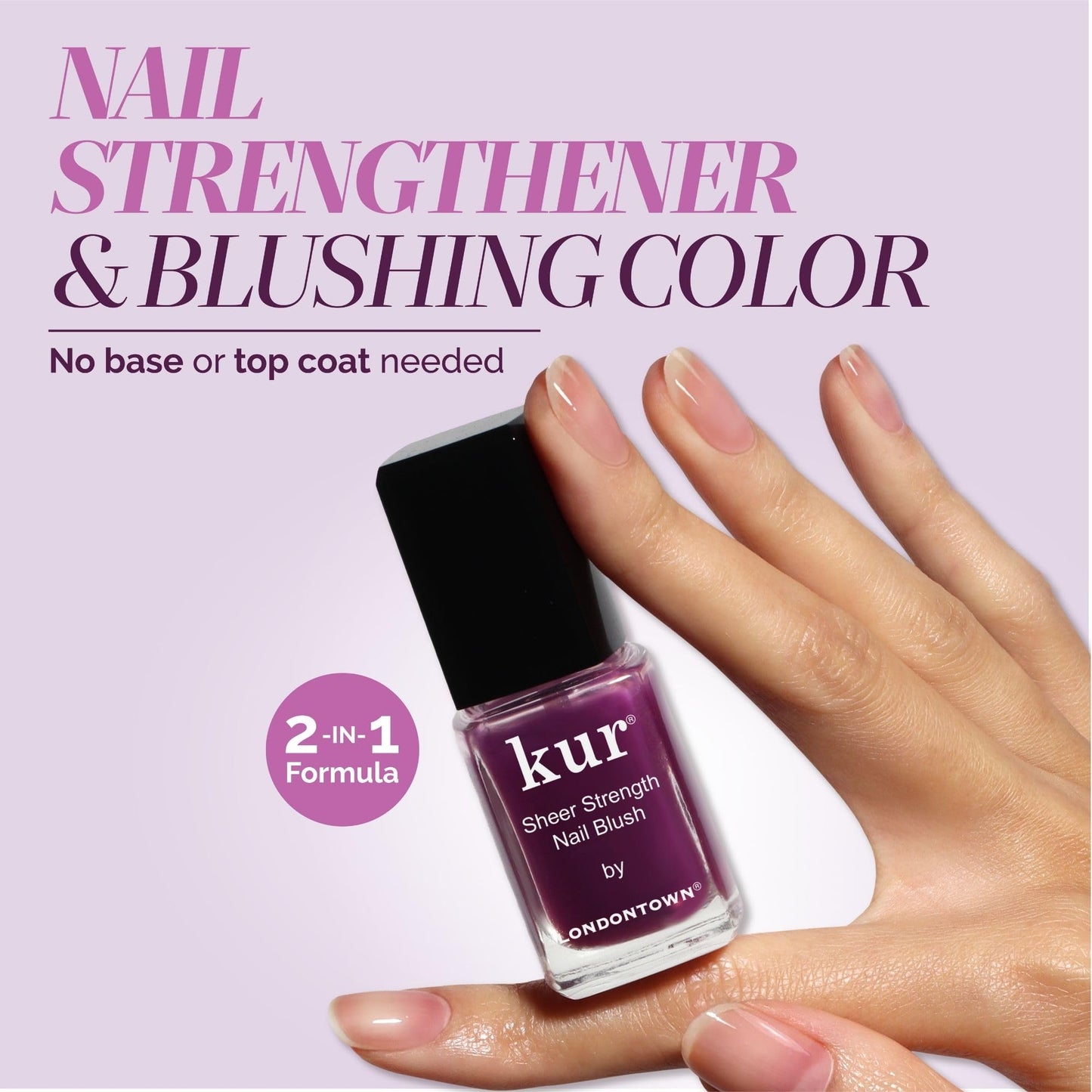 LONDONTOWN Sheer Strength Nail Blush - 2-in-1 Tinted Nail Hardener Strengthening Treatment With Jelly Finish, Concord, 0.40fl oz