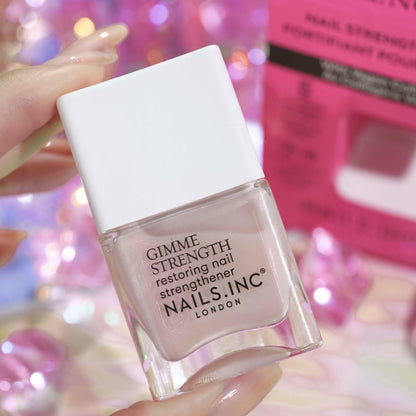 Nails Inc Gimme Strength Nail Treatment, Restoring Strengthener, Vegan Collagen, Shimmering Nail Highlighter, Durable & Strong Nails