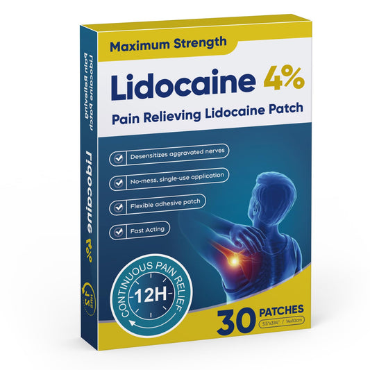 Teemofe 4% Lidocaine Pain Relief Patches – Maximum OTC Strength, Fast-Acting Targeted Relief, 30 Count, for Everyday Muscle & Joint Discomfort - 260130-2 TeemofeBuy Supplements Australia