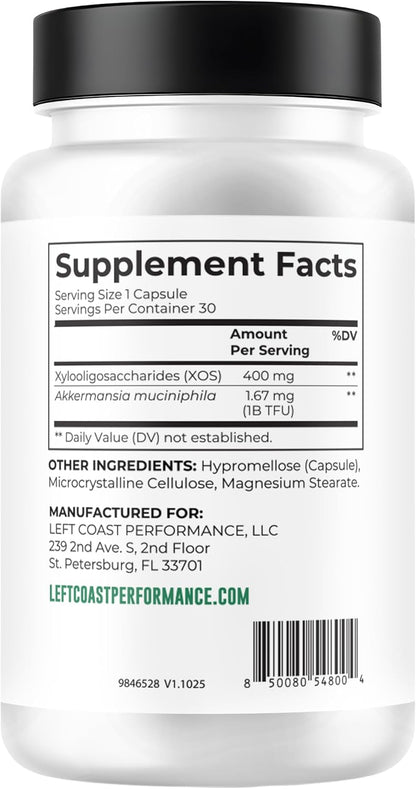 Akkermansia Muciniphila Supplement With Prebiotics, 30 Capsules | 1 Billion CFU With XOS Prebiotic - Supports Gut Health, Mirobiome Balance & Digestive Health - Gluten Free