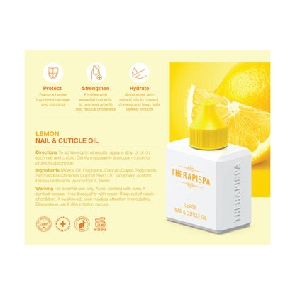 THERAPISPA Nail & Cuticle Oil with Avocado, Jojoba, Biotin & Vitamin E – Nail Growth Oil for Strengthening, Hydrating & Reviving Peeling Nails (Lemon, 2.0 fl oz)