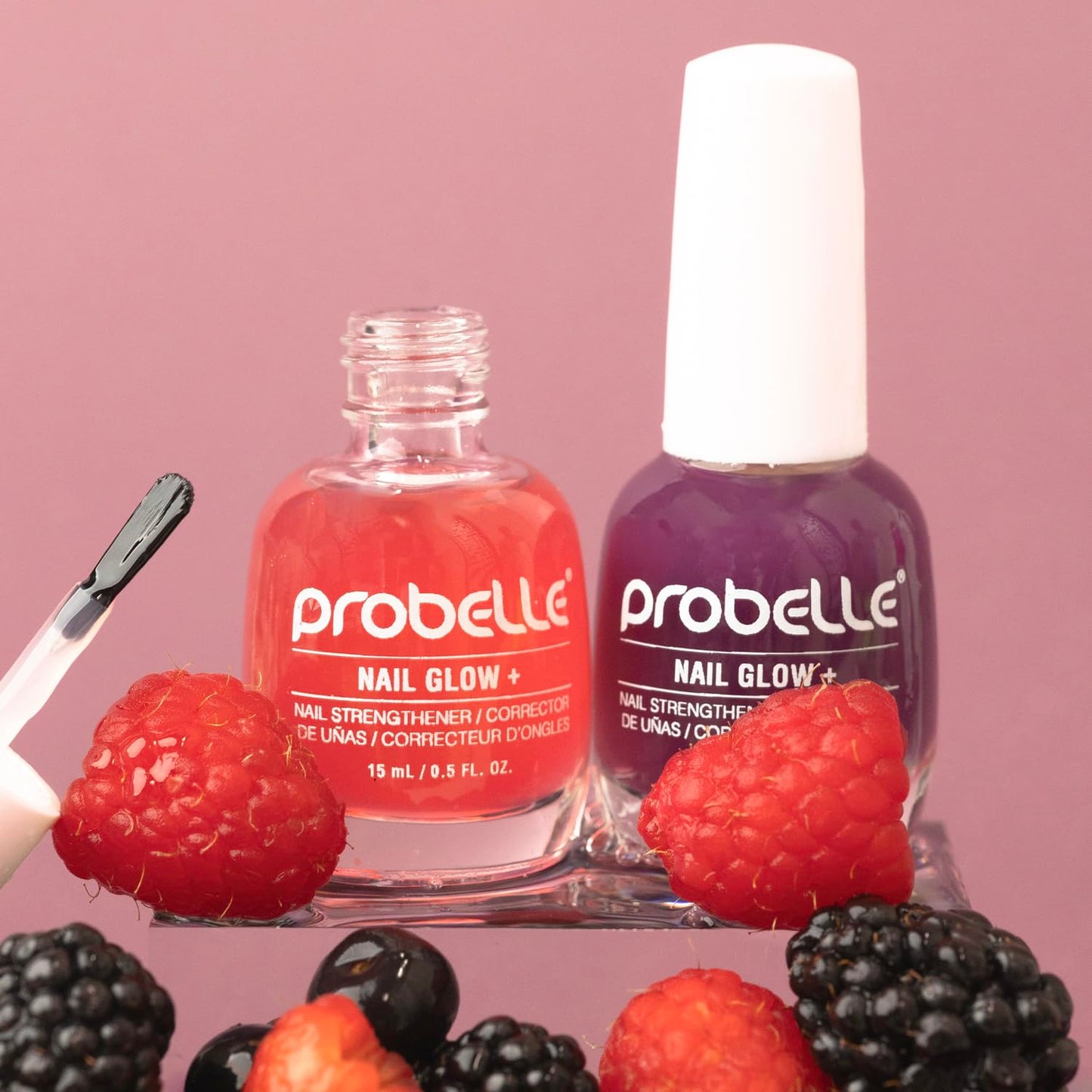 Probelle Nail Glow + Nail Strengthener and Hardener with Sheer Jelly Tint, Hard To Resist Ultra Glowy Nail Shine, Tinted Nails Strengthening Blush for Brittle