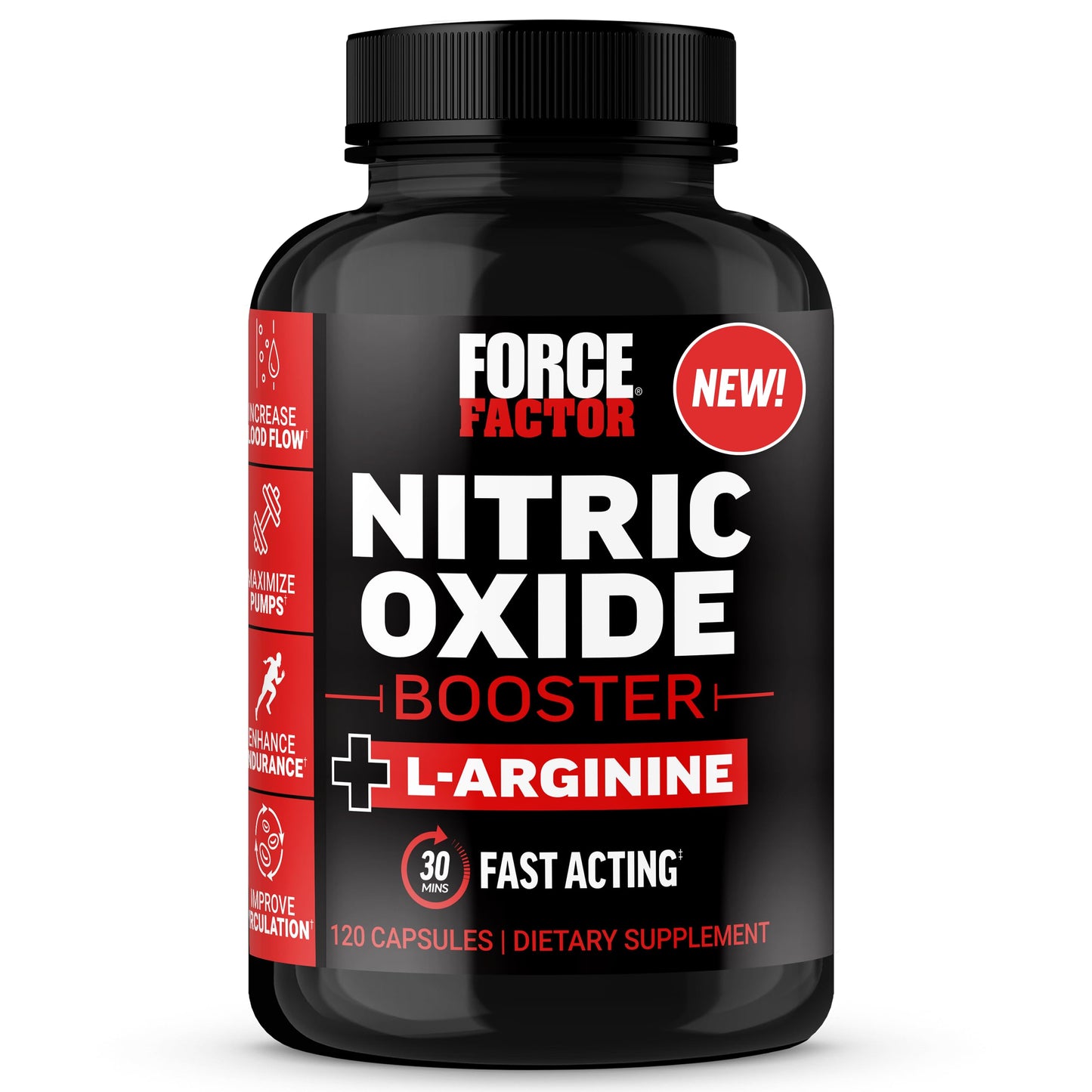 Force Factor Nitric Oxide Booster, Fast-Acting Formula with L-Arginine, Boosts Nitric Oxide Levels, Maximize Muscle Pumps, Enhance Endurance