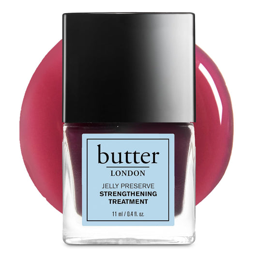 butter LONDON Nail Strengthener for Damaged Nails, Jelly Preserve (Victoria Plum) - Purple Translucent Finish Nail Polish Strengthens, Nourishes