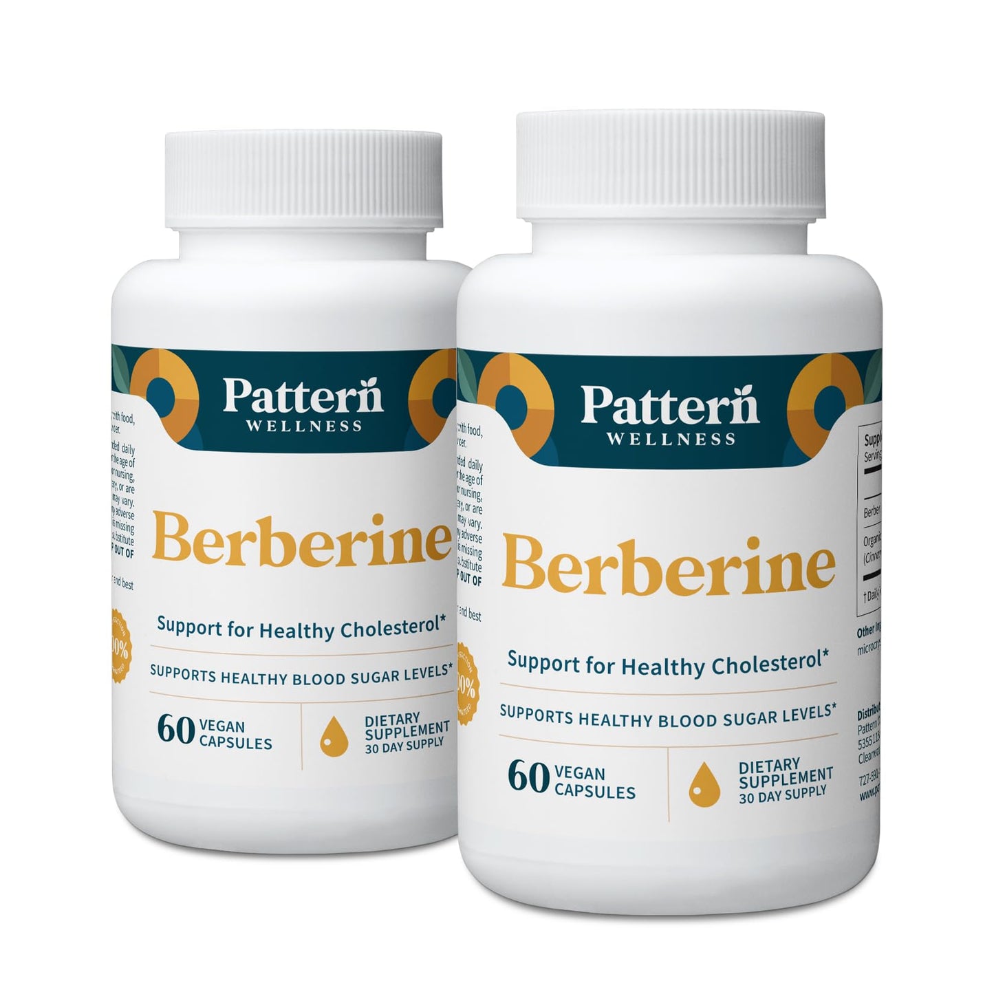Pattern Wellness Berberine Supplement with Organic Ceylon Cinnamon – Supports Metabolic Balance & Circulatory Wellness – Non-GMO, Vegan – 60 Capsules