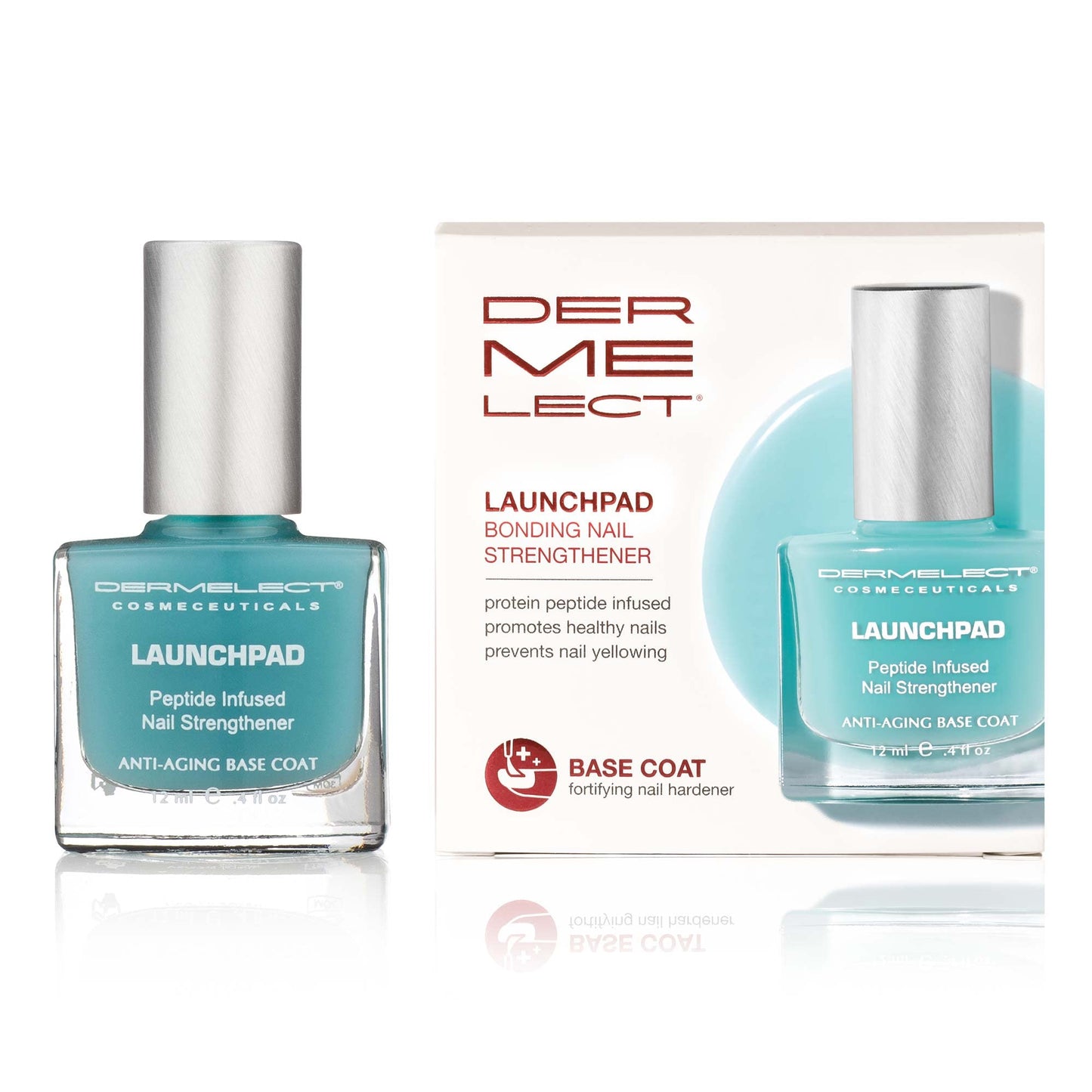 Dermelect Launchpad Nail Strengthener - Nailcare Base Coat with Keratin Protein Peptides, Strengthening, Hardening Protective Treatment for Weak, Thin, Brittle