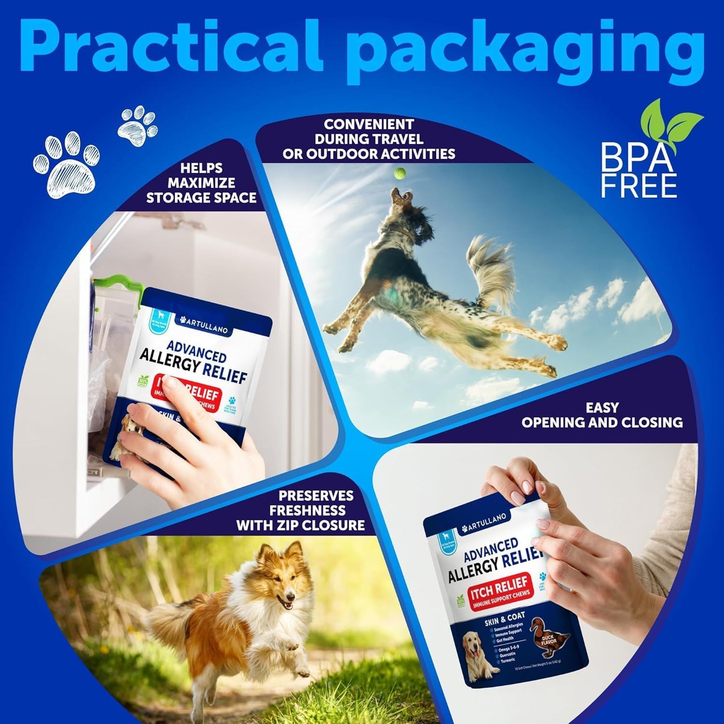 Dog Allergy Relief Chews - Itching Skin Relief for Dogs - Fish Oil - Omega 3 - Seasonal Allergies Pills - Skin & Coat, Anti Itch,Hot Spots Treatment - Canine Immune Health Supplement - 120 Soft Treats