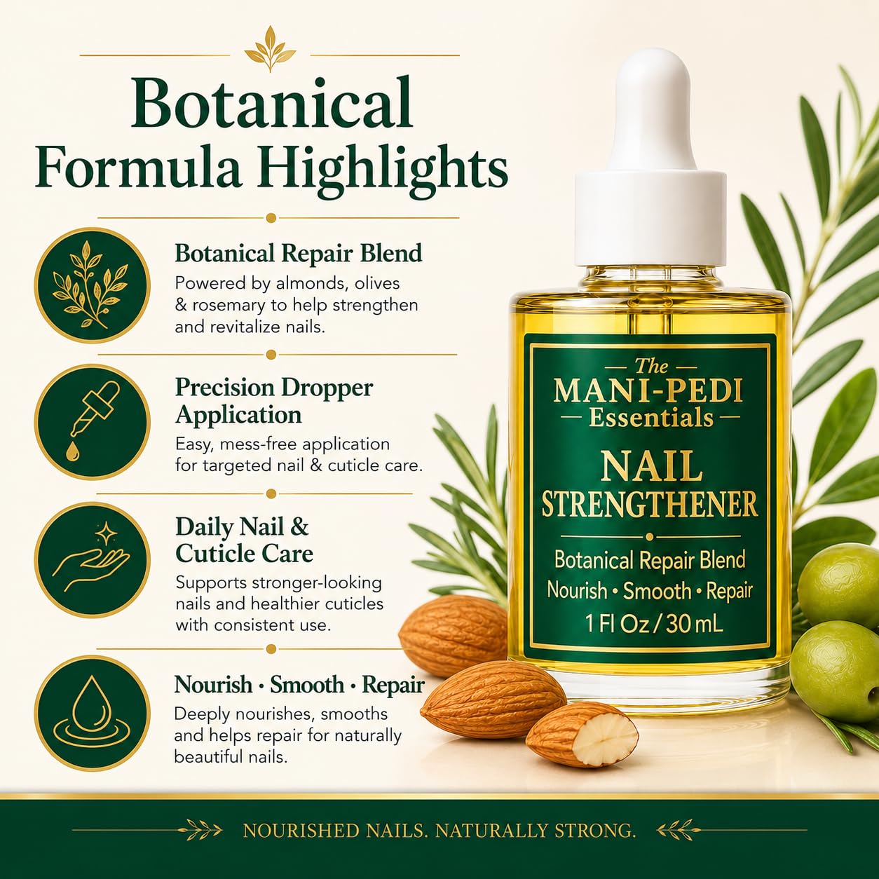 TMPE Nail Strengthener Oil for damaged, brittle nails. Keratin Repair Blend with nourishiment of Jojoba, Almond & Tea-Tree Oils