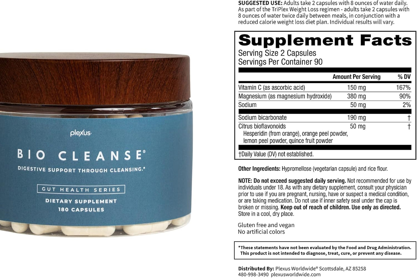 Plexus® Bio Cleanse® 180 ct. | Daily gut health supplement with magnesium to support cleansing, regularity, and vitamin C for immune and antioxidant support