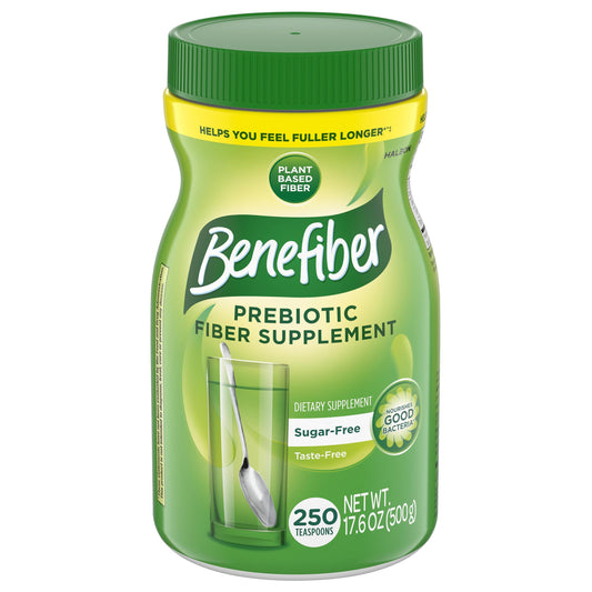 Benefiber Daily Prebiotic GLP-1 Friendly Fiber Supplement Powder for Digestive Health, Unflavored - 250 Teaspoons (17.6 Ounces)