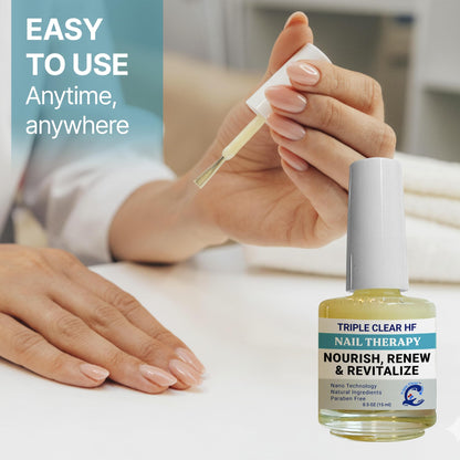 Nail Therapy Triple Clear HF Nano Nail Strengthener Oil for Damaged & Nails affected by moisture and wear– Plant-Based Toenail & Fingernail Oil for Thick