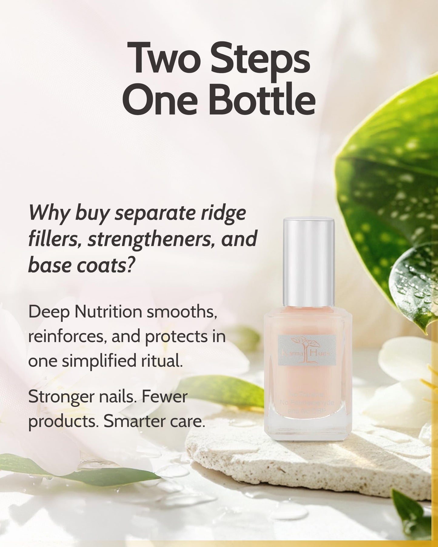 karma organic Deep Nutrition Nail Polish Strengthener - Nail Ridge Filler Base Coat Polish for Thin & Damaged Nails, Non-Toxic, Vegan & Cruelty Free, 0.47 fl oz