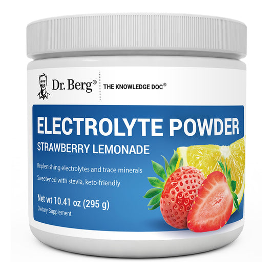 Dr. Berg Zero Sugar Hydration Keto Electrolyte Powder - Enhanced w/ 1000 mg of Potassium & Real Pink Himalayan Salt (NOT Table Salt) - Strawberry Lemonade