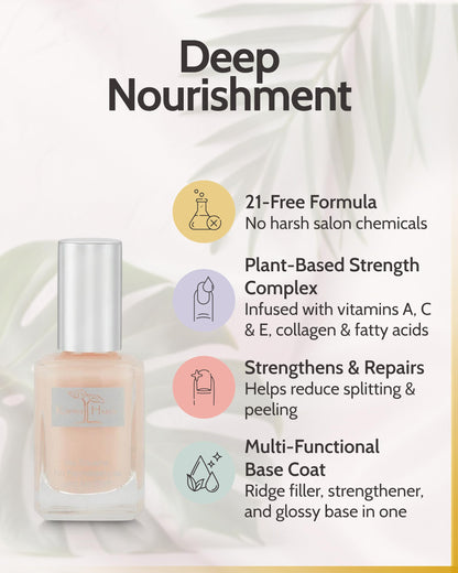 karma organic Deep Nutrition Nail Polish Strengthener - Nail Ridge Filler Base Coat Polish for Thin & Damaged Nails, Non-Toxic, Vegan & Cruelty Free, 0.47 fl oz