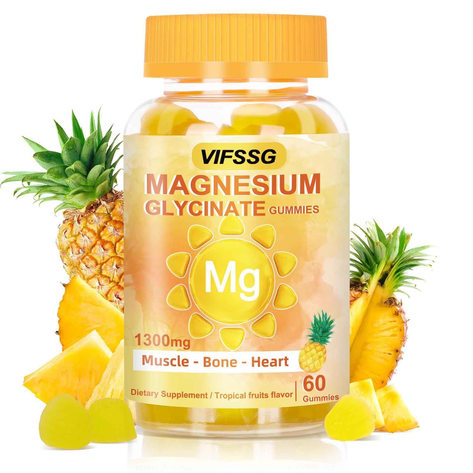 VIFSSG Magnesium Glycinate Gummies 500 Mg, Triple Magnesium Complex Sugar-Free Gummies with Malate 400 Mg, Citrate 400 Mg, Magnesium Supplement Chewable for Women & Men Vegan, Organic 60 Count VIFSSGBuy Supplements Australia