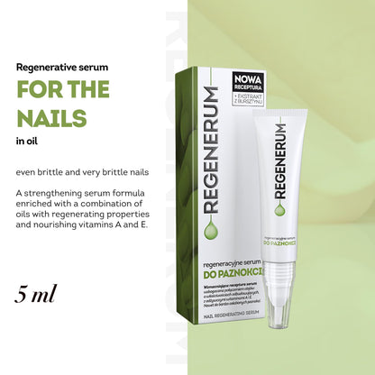Regenerum - Regenerating Nail Serum - Strengthens, Nourishes, Protects, Reduces Discoloration, Softens Cuticles and Promotes Healthy Growth - 5ml