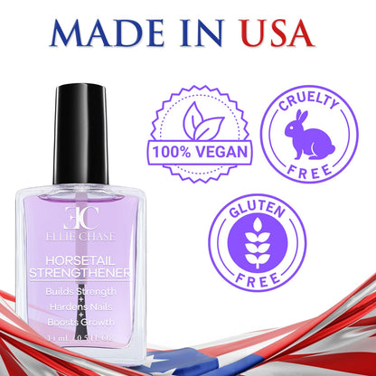 Ellie Chase Horsetail Nail Strengthener, Growth, Hardener, Repair Treatment Polish 0.5 OZ/Help Splits, Breaks, Thin, Weak, Chipped, Damaged, Cracked,