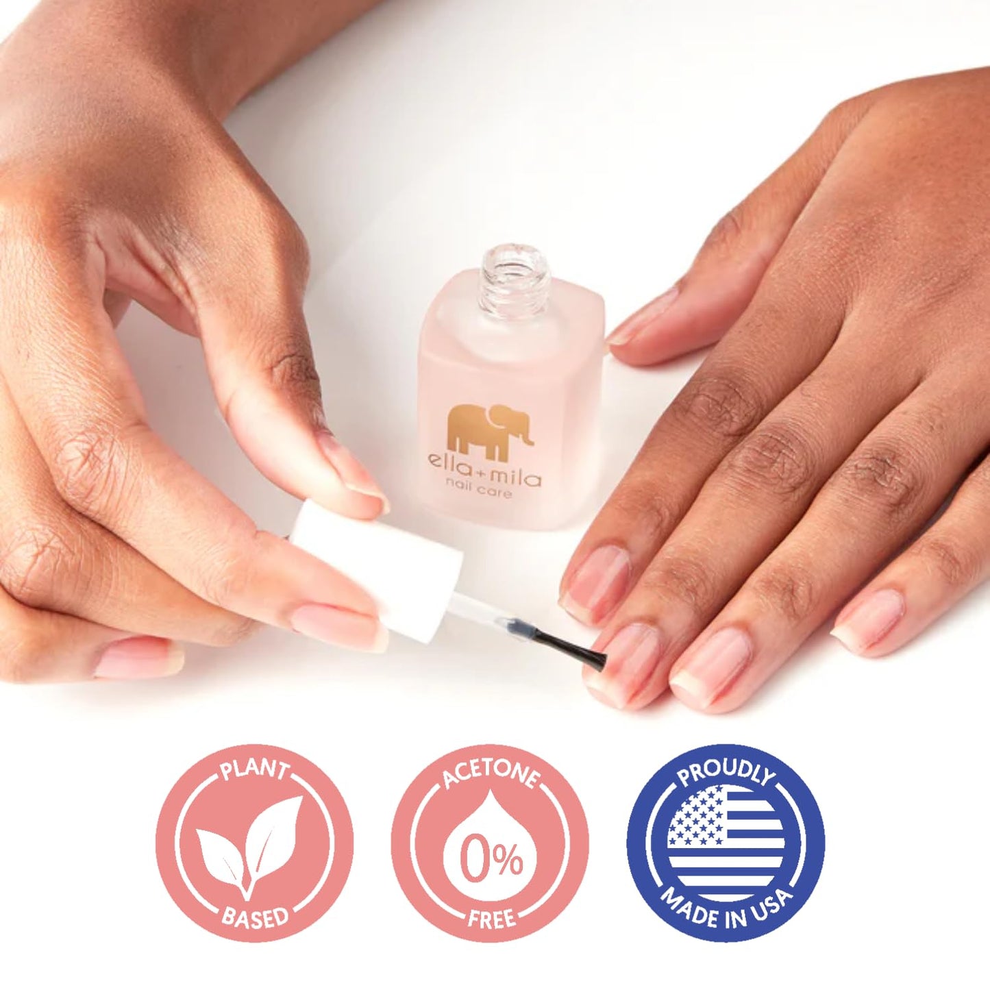 ella+mila Nail Strengthener and Growth Treatment - First Aid Kiss Nail Hardener for Damaged Brittle Thin Nails