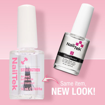 Nail Tek Nail Strengthener Formula 3 – Strengthening Nail-Polish Treatment for Hard, Dry, Brittle Nails, 0.5 fl oz