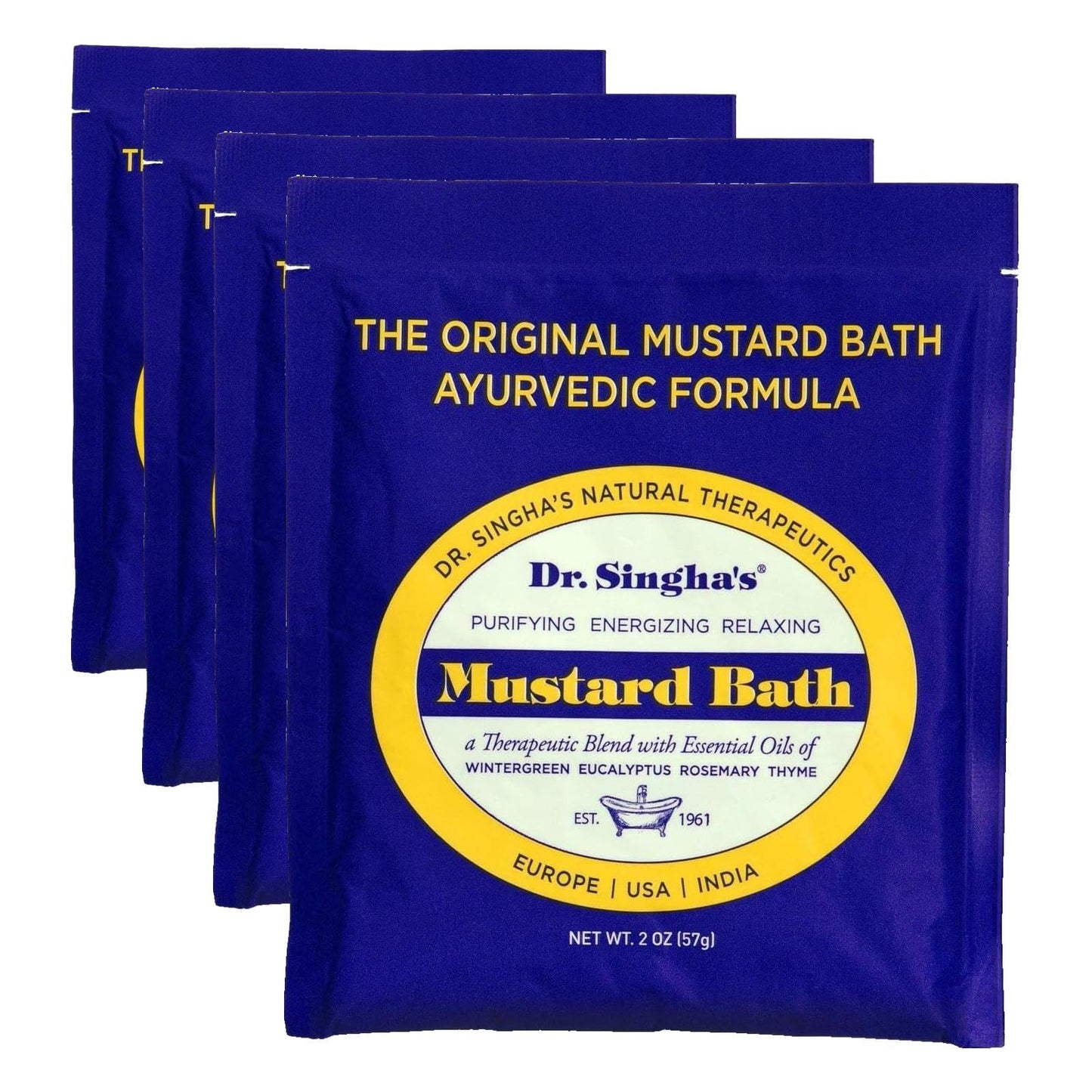 Dr. Singha's Mustard Bath Soak – Aromatherapy Bath Salts with Mustard Seed & Essential Oils for Muscle Relaxation, Stress Relief & Soothing – Epsom Salt Alternative, 16 oz