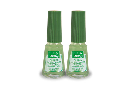 Valmy 2in1 Garlic & Lemon Nail Hardener & Whitener Base Coat - Nail Strengthener & Growth Treatment - Whitens Yellow Nails - Endurecedor de Uas, 0.47 Fl Oz (Pack of 2)