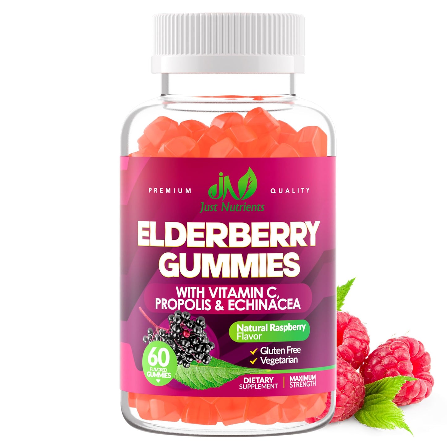 Elderberry 200mg Gummies with Vitamin C, Echinacea, Propolis (100 count) | Immune Support for Adults & Kids - Maximum Strength, Great Tasting Raspberry Flavor - Gluten-Free, Vegan