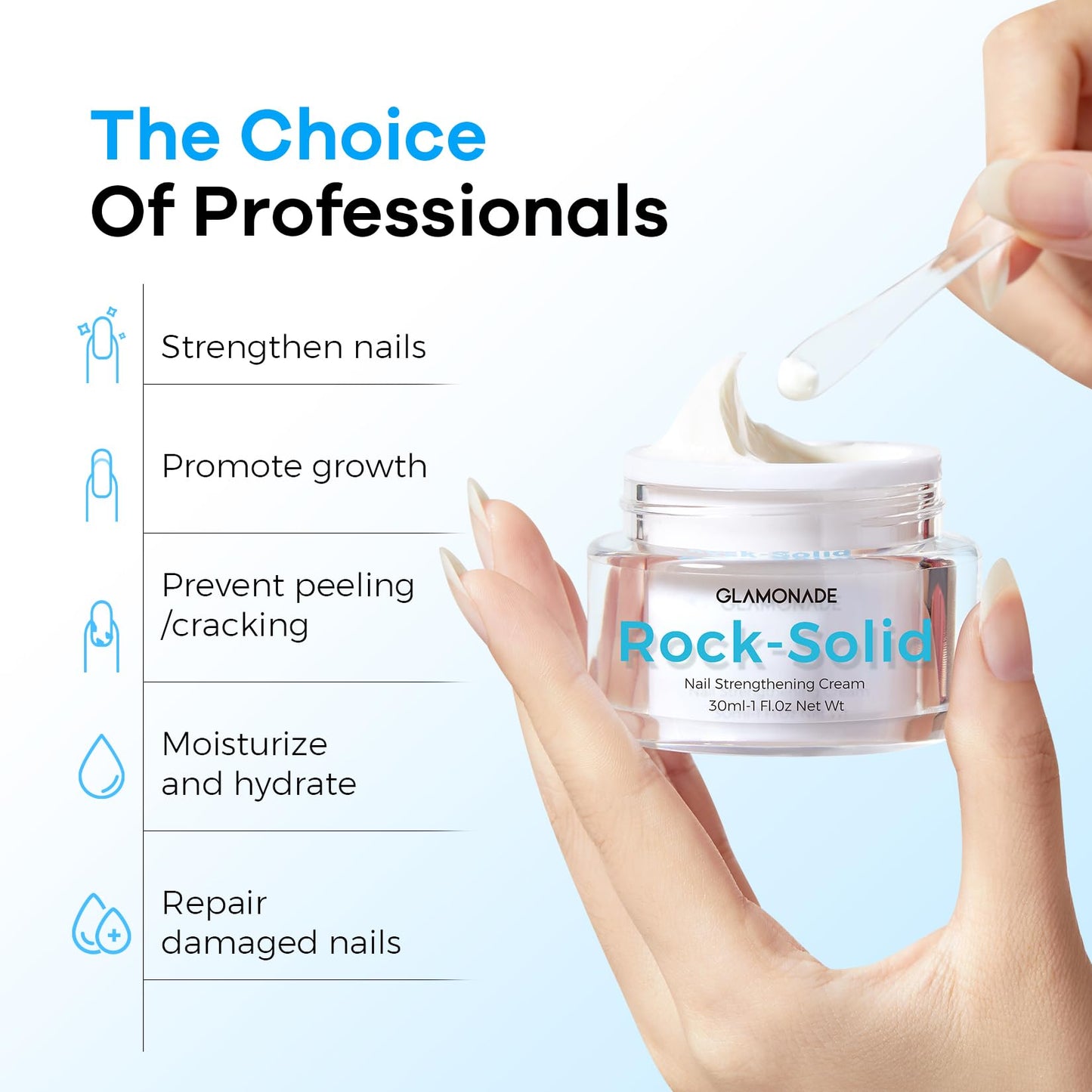 Glamonade Hard Nail Strengthening Cream: Nail strengthener and Cuticle Treatment To Repair Damaged Thin Nails and Dry Cracked Skin&Grow Nails,