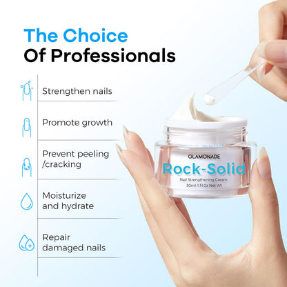 Glamonade Hard Nail Strengthening Cream: Nail strengthener and Cuticle Treatment To Repair Damaged Thin Nails and Dry Cracked Skin&Grow Nails,