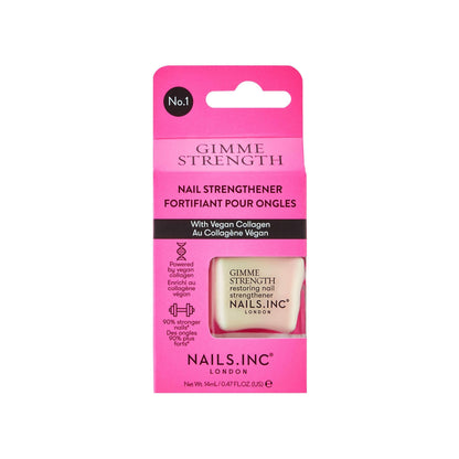 Nails Inc Gimme Strength Nail Treatment, Restoring Strengthener, Vegan Collagen, Shimmering Nail Highlighter, Durable & Strong Nails