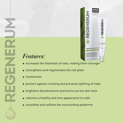 Regenerum - Regenerating Nail Serum - Strengthens, Nourishes, Protects, Reduces Discoloration, Softens Cuticles and Promotes Healthy Growth - 5ml