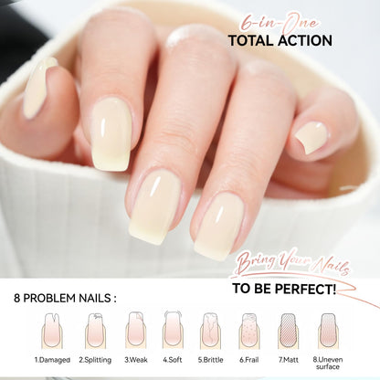 gelike ec Nail Hardener and Strengthener Polish: Milky Apricot Ridge Filler for Peeling Weak Nails Fast Dry Nail Growth Treatment Long Lasting