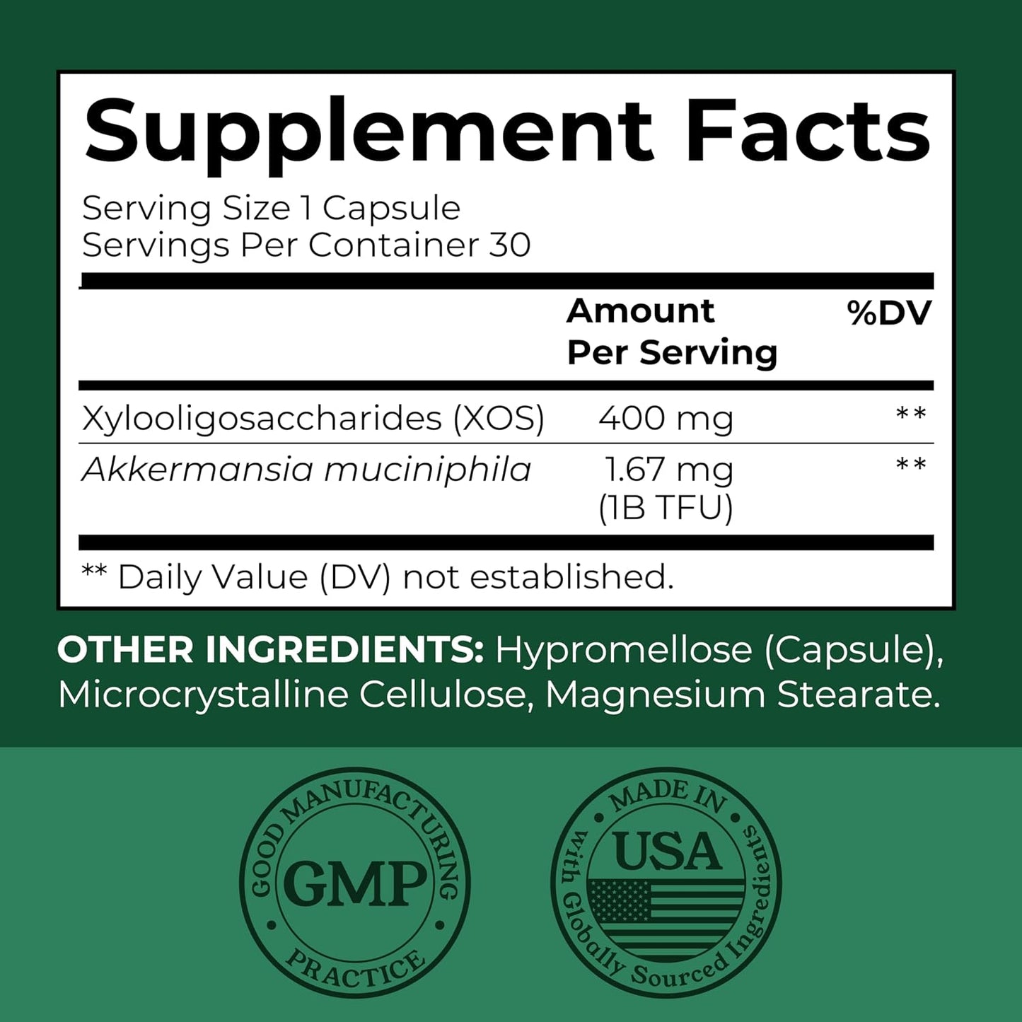 Akkermansia Muciniphila Supplement With Prebiotics, 30 Capsules | 1 Billion CFU With XOS Prebiotic - Supports Gut Health, Mirobiome Balance & Digestive Health - Gluten Free