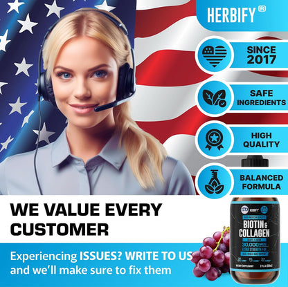 HERBIFY Bundle - Mullein Leaf Extract & Biotin and Collagen - Respiratory Support & Hair Skin and Nails Vitamins Support