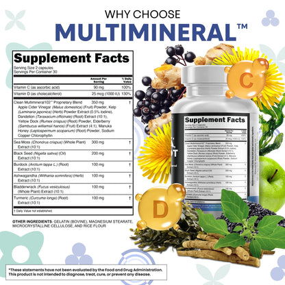 Clean Nutraceuticals Sea Moss Black Seed Oil Ashwagandha Turmeric Bladderwrack Burdock & Vitamin C Vitamin D3 with Elderberry Manuka Dandelion Yellow Dock Iodine Chlorophyll ACV Clean NutraceuticalsBuy Supplements Australia