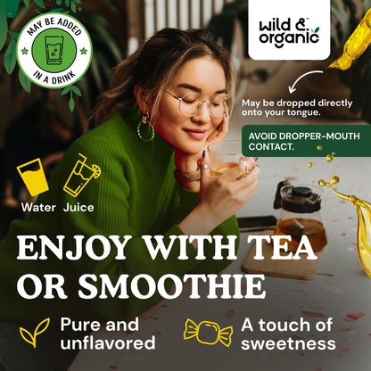 Wild & Organic Gotu Kola Extract Drops - Brain Support with Centella Asiatica Extract - Liquid Gotu Kola Supplement for Focus - Vegan, Sugar & Alcohol-Free Herb Tincture - 4 fl oz