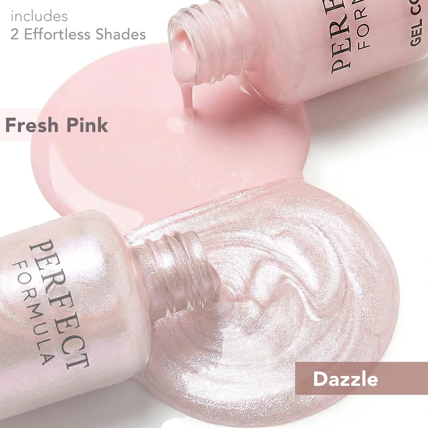 Perfect Formula Gel Coat Color Duo – Fresh Pink & Dazzle - Nail Strengthener & Keratin Repair Treatment, Protein-Rich, Glossy Gel Nail Polish for Damaged Nails,