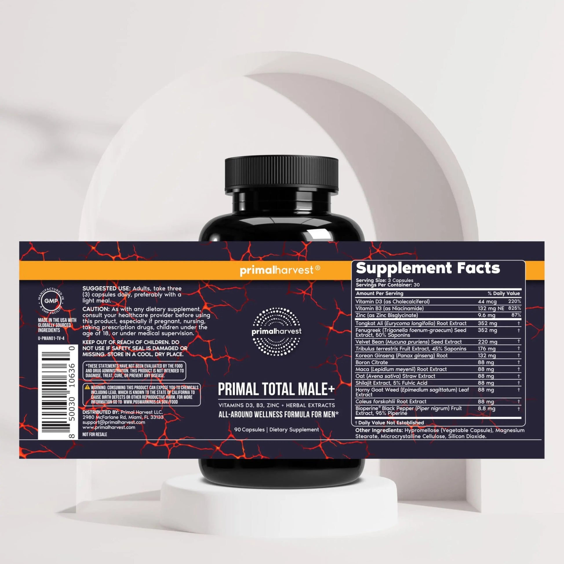 Primal Harvest Total Male+ Multivitamin for Men Vitamins, Minerals and Herbal Support for Energy, Vitality, Immune Health Primal Harvest